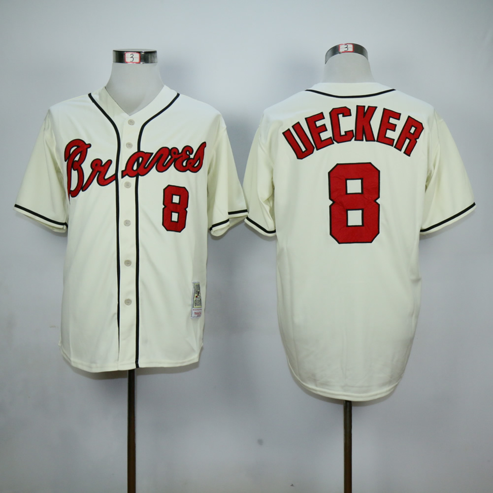Men Atlanta Braves #8 Upton Cream MLB Jerseys